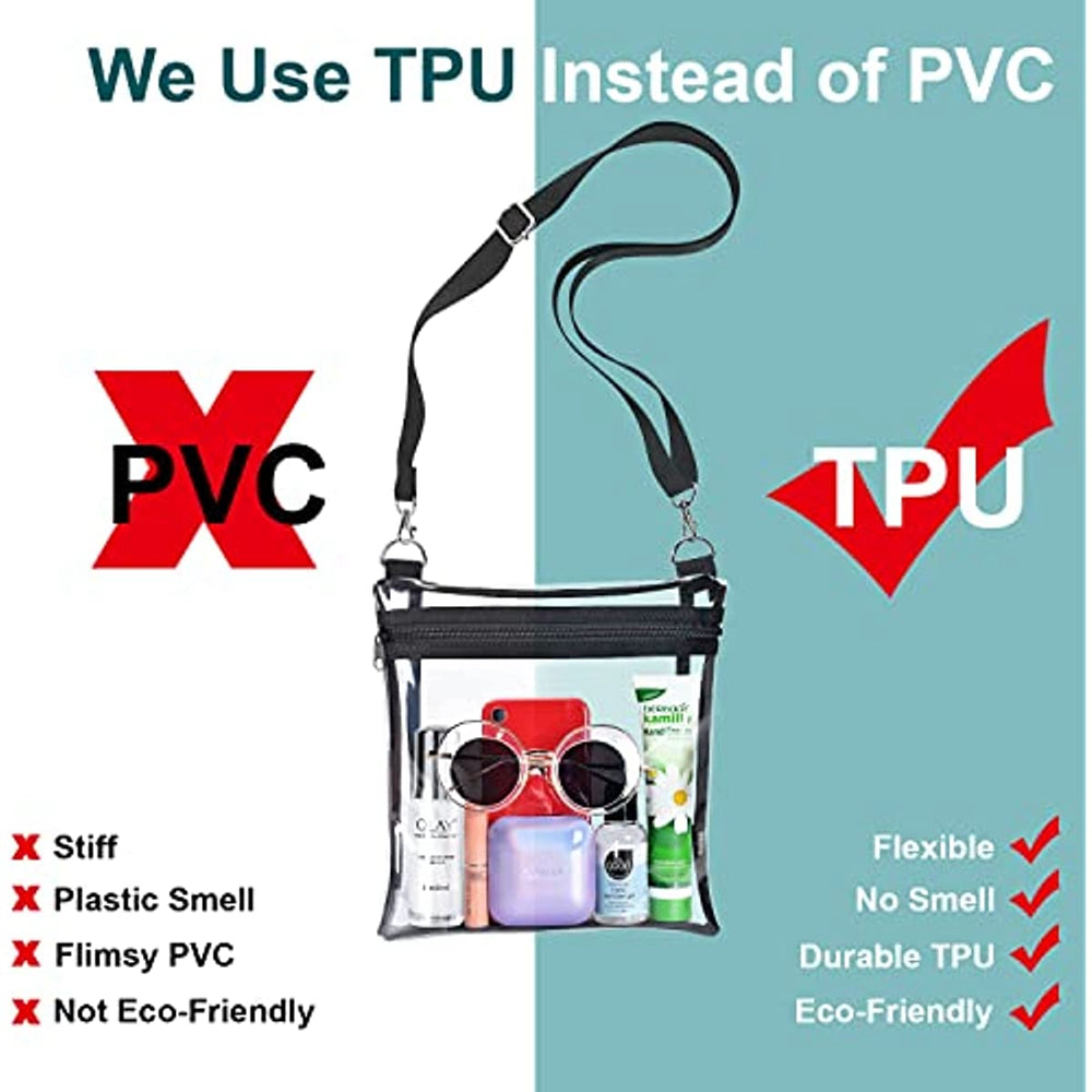 Clear Bag Stadium Approved, Adjustable Strap Clear Crossbody Bag