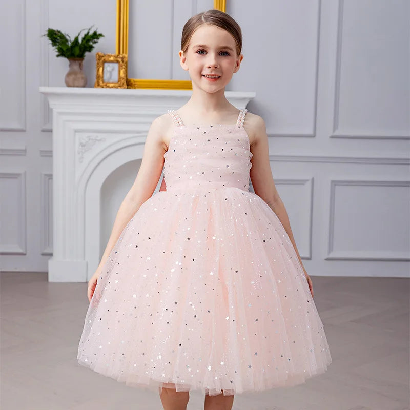 Girls Party Dress kids Elegant White Bridesmaid Dresses Wedding Prom Gown Birthday Party Luxury Evening Dress For Little Girls