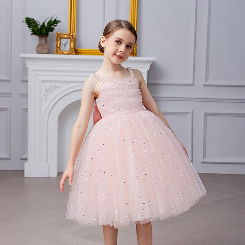Girls Party Dress kids Elegant White Bridesmaid Dresses Wedding Prom Gown Birthday Party Luxury Evening Dress For Little Girls