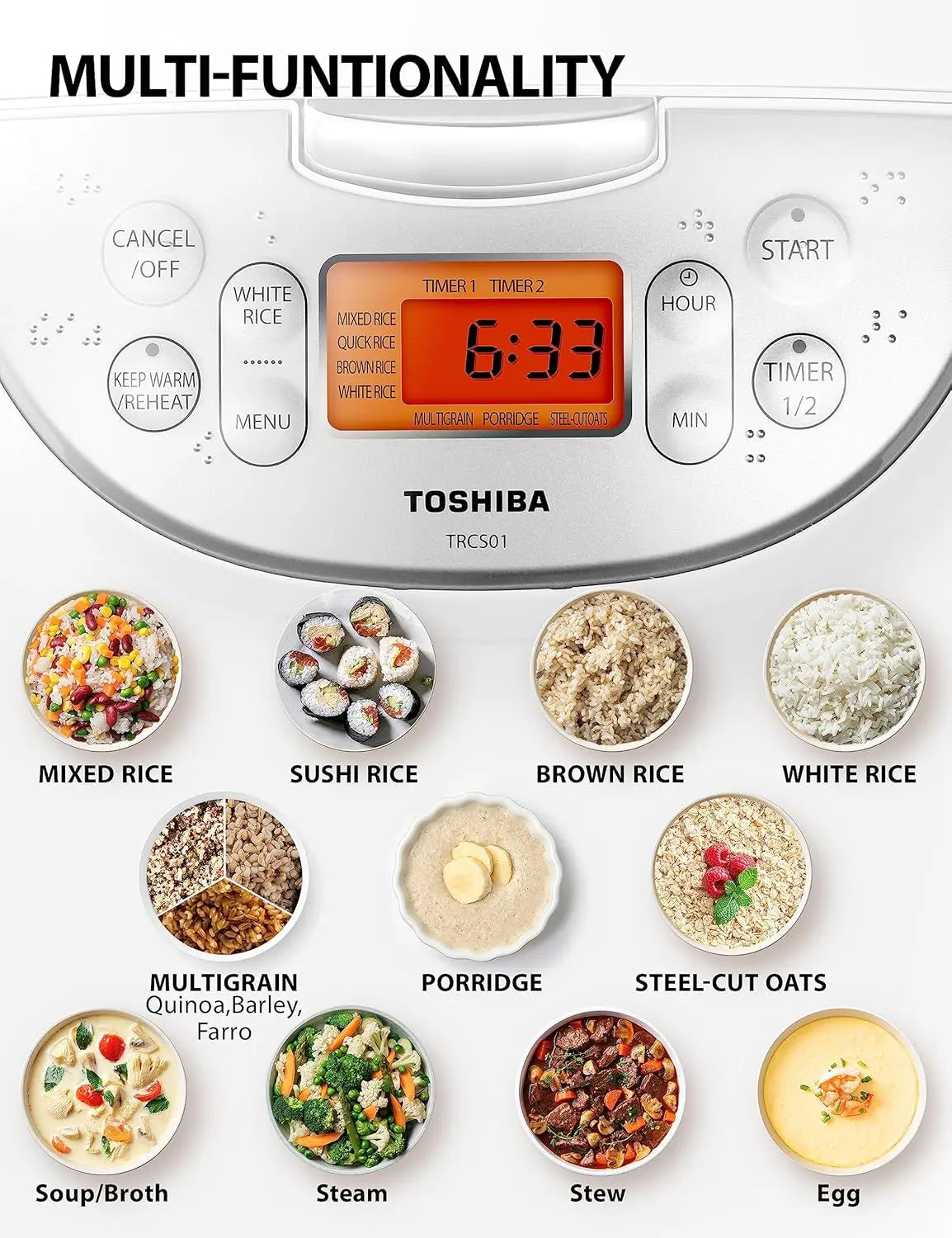 Rice Cooker 6 Cup Uncooked – Japanese Rice Cooker with Fuzzy Logic Technology, 7 Cooking Functions,