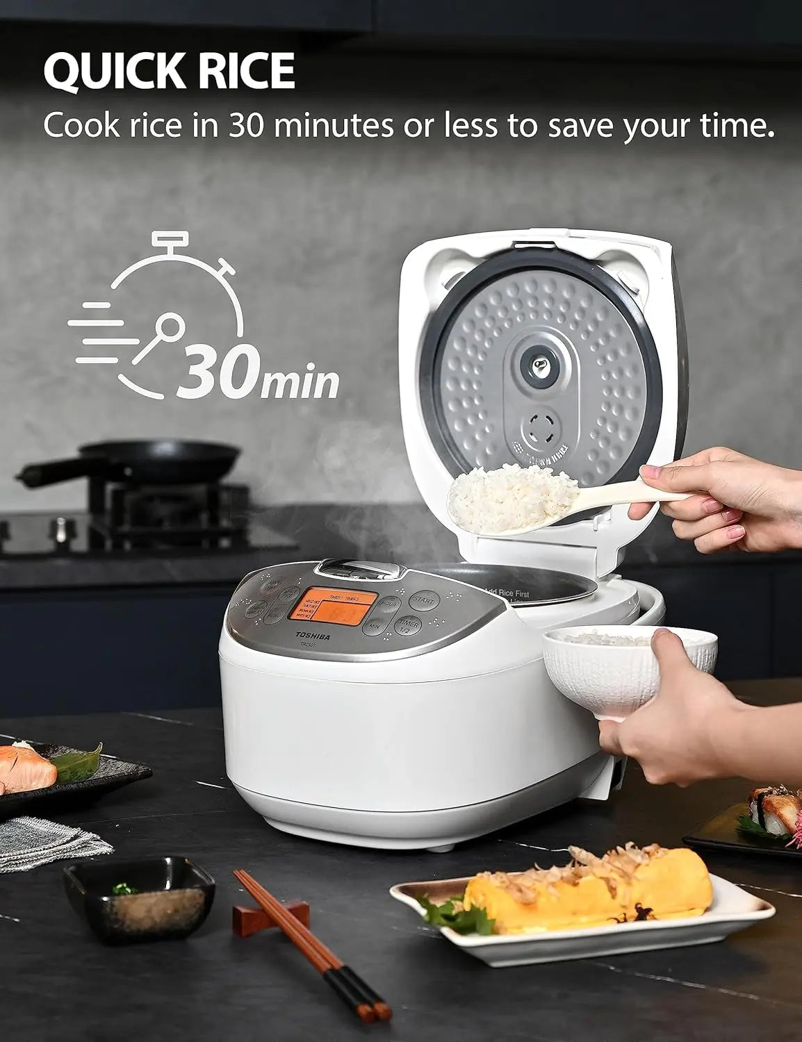 Rice Cooker 6 Cup Uncooked – Japanese Rice Cooker with Fuzzy Logic Technology, 7 Cooking Functions,