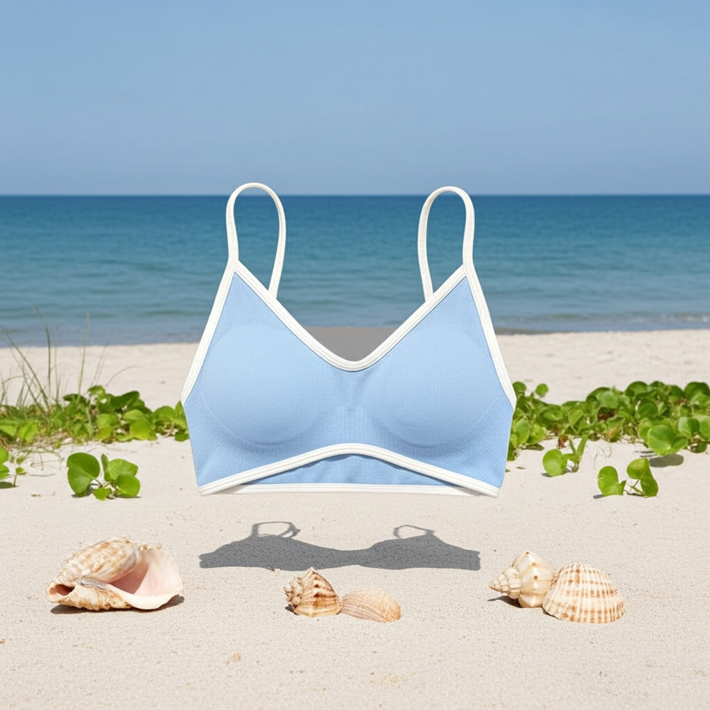 HISTELLO Sports Bra Women Sexy Knitted Underwear Contrastline Bra Top