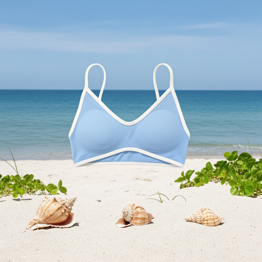 HISTELLO Sports Bra Women Sexy Knitted Underwear Contrastline Bra Top