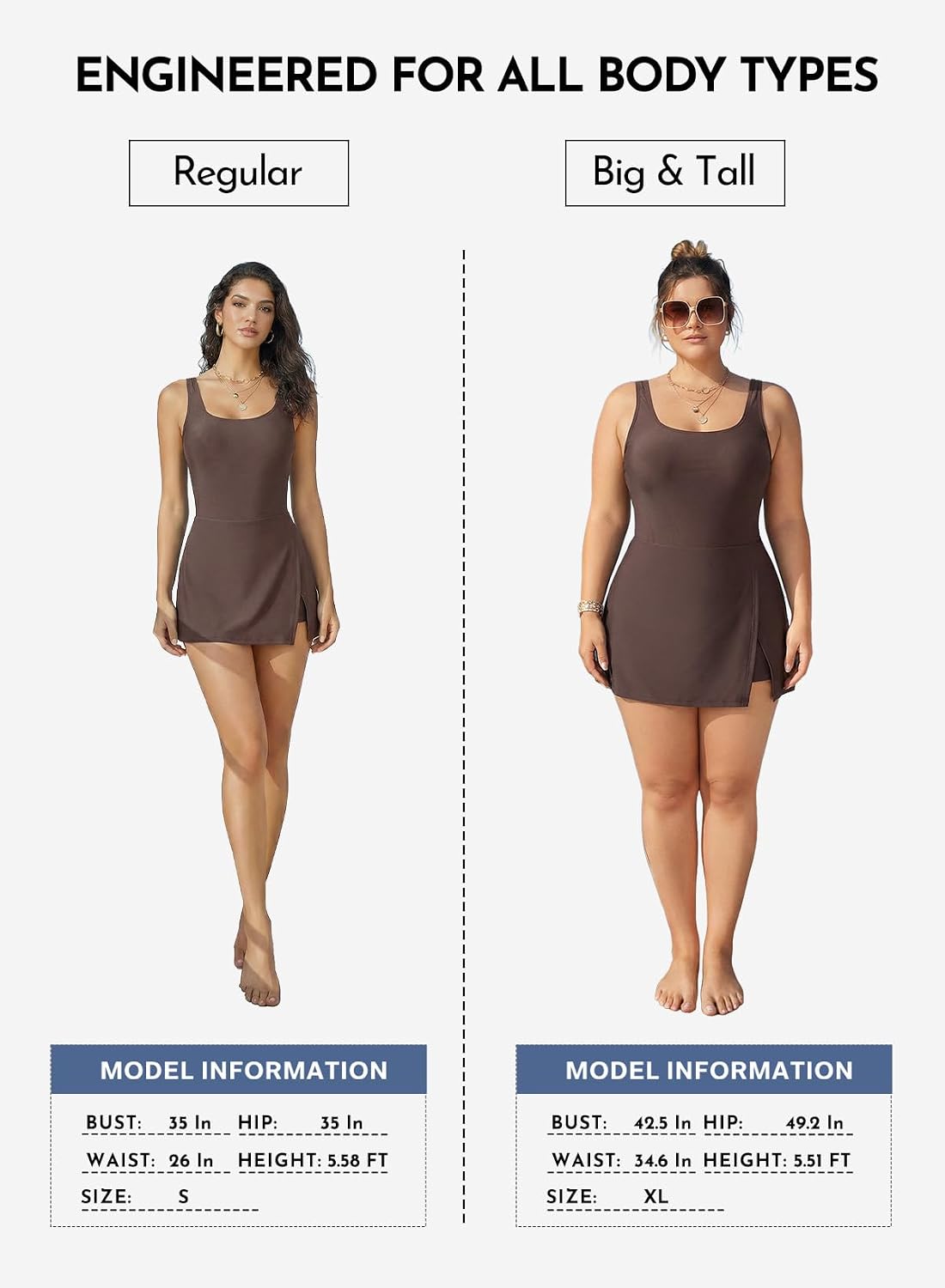 Aleumdr One Piece Swimdress Swimsuit for Women Tummy Control Split Swim Dress Skirt Bathing Suit with Pockets