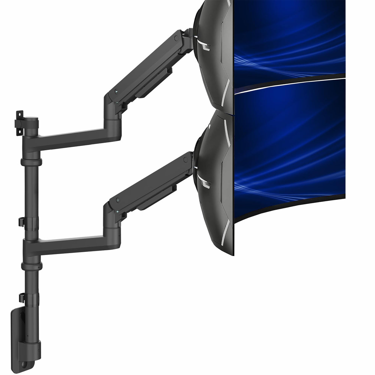 VIVO Pneumatic Arm Triple Ultrawide Monitor Desk Stand for Up to 49 inch Screens with Tempered Glass Base, Holds 3 Ultra Wides Up to 33 lbs Each, Black, STAND-V300FG