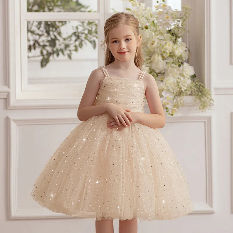 Girls Party Dress kids Elegant White Bridesmaid Dresses Wedding Prom Gown Birthday Party Luxury Evening Dress For Little Girls