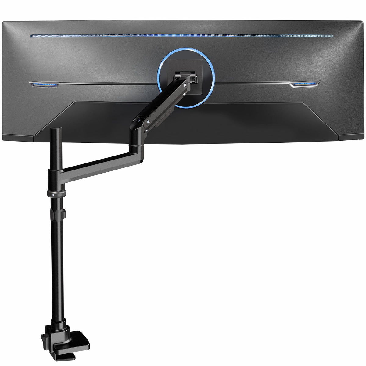 VIVO Pneumatic Arm Triple Ultrawide Monitor Desk Stand for Up to 49 inch Screens with Tempered Glass Base, Holds 3 Ultra Wides Up to 33 lbs Each, Black, STAND-V300FG
