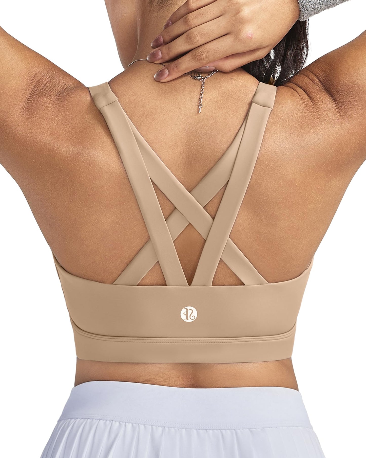 RUNNING GIRL Sports Bras for Women,Padded Strappy Sports Bras Criss-Cross Back Medium Support Sports Bras with Removable Cups
