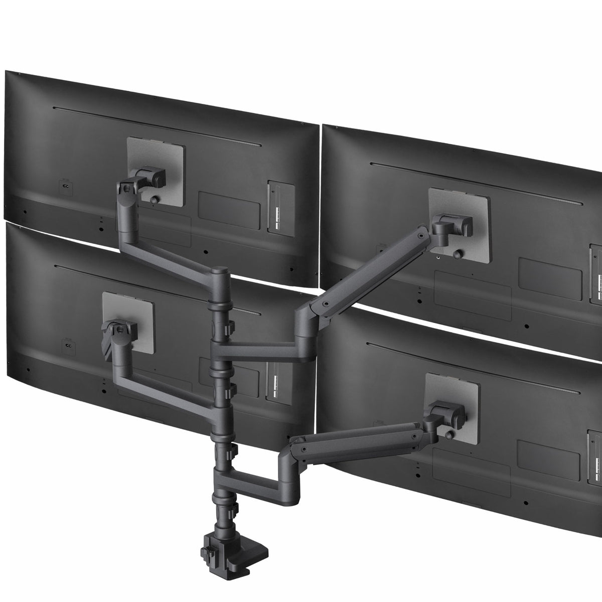 VIVO Pneumatic Arm Triple Ultrawide Monitor Desk Stand for Up to 49 inch Screens with Tempered Glass Base, Holds 3 Ultra Wides Up to 33 lbs Each, Black, STAND-V300FG