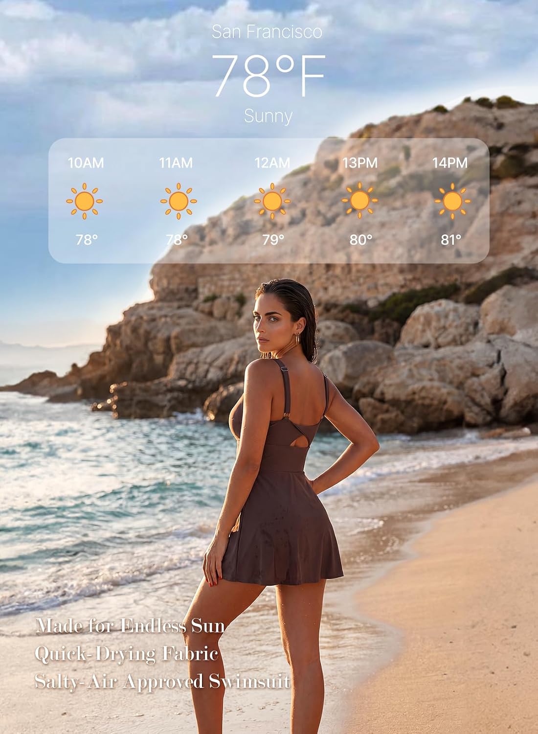 Aleumdr One Piece Swimdress Swimsuit for Women Tummy Control Split Swim Dress Skirt Bathing Suit with Pockets