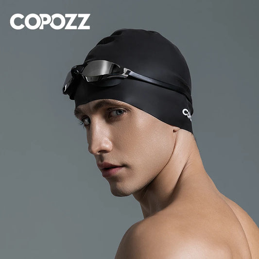 Copozz Men Elastic Swimming Hat  Large Size Swimming Wear Professional