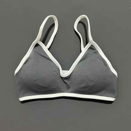 HISTELLO Sports Bra Women Sexy Knitted Underwear Contrastline Bra Top