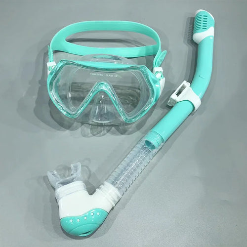Kids Goggles Snorkel Set with Nose Cover Anti-Fog Diving Mask Swimming