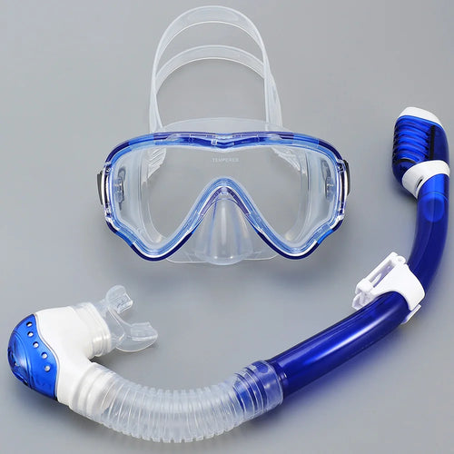 Kids Diving Mask Snorkel Set Swimming Goggles Tempered Glass Panoramic