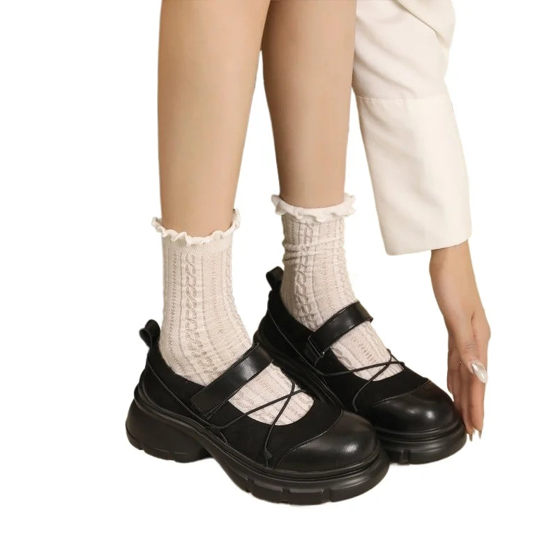 Autumn Chunky Women Sports Shoes Fashion Shallow Butterfly-knot