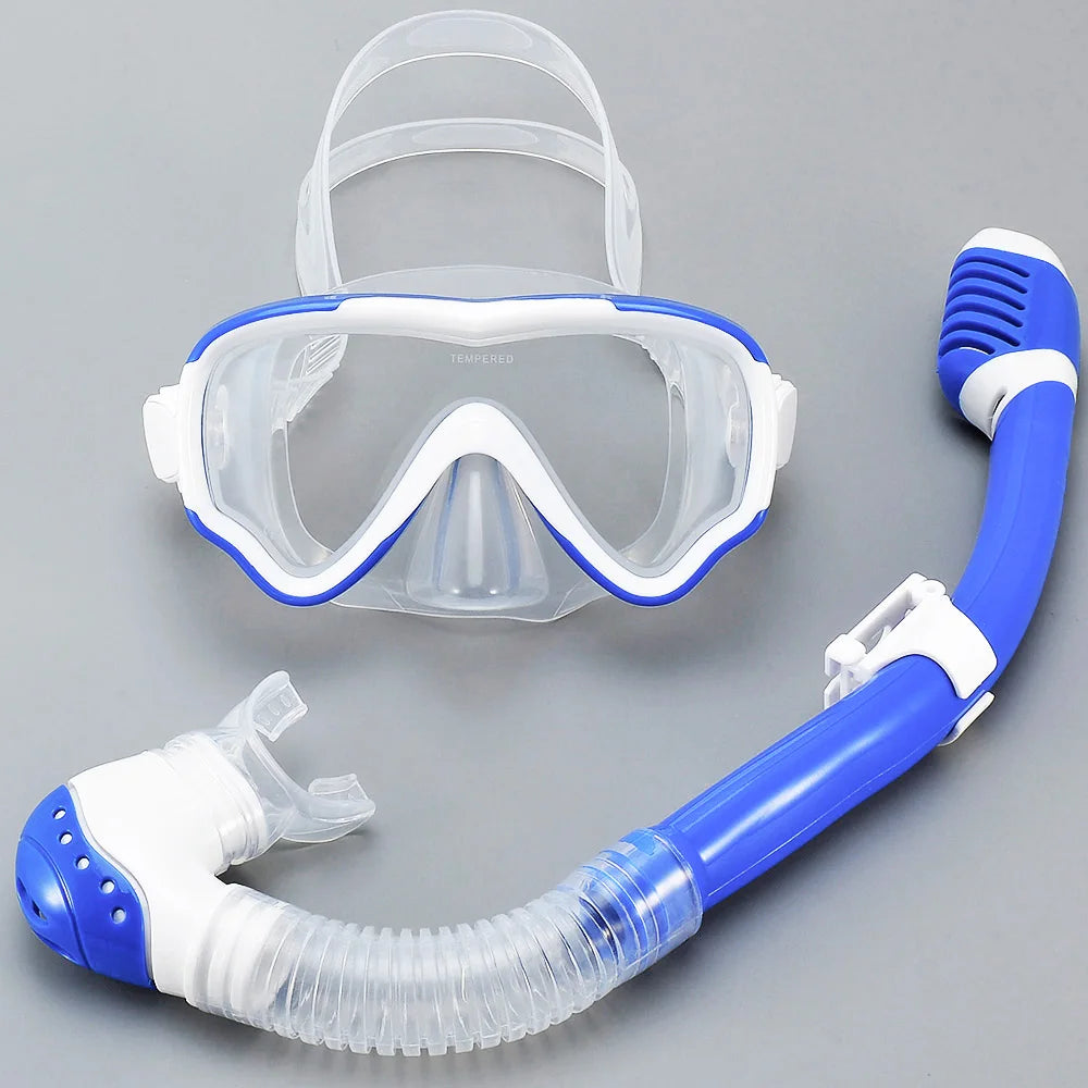 Kids Diving Mask Snorkel Set Swimming Goggles Tempered Glass Panoramic