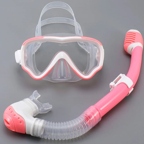 Kids Diving Mask Snorkel Set Swimming Goggles Tempered Glass Panoramic