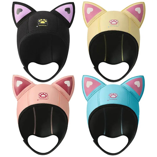 Cat Ears Diving Hood 3mm Neoprene Wetsuit Hood Cute Women Swim Cap for