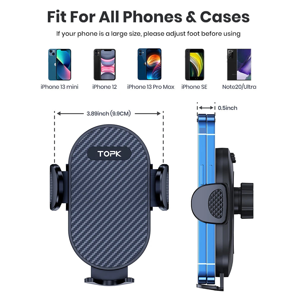 TOPK Car Phone Mount Holder Air Vent Upgraded Metal Hook Universal