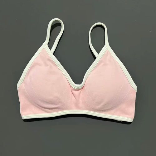 HISTELLO Sports Bra Women Sexy Knitted Underwear Contrastline Bra Top
