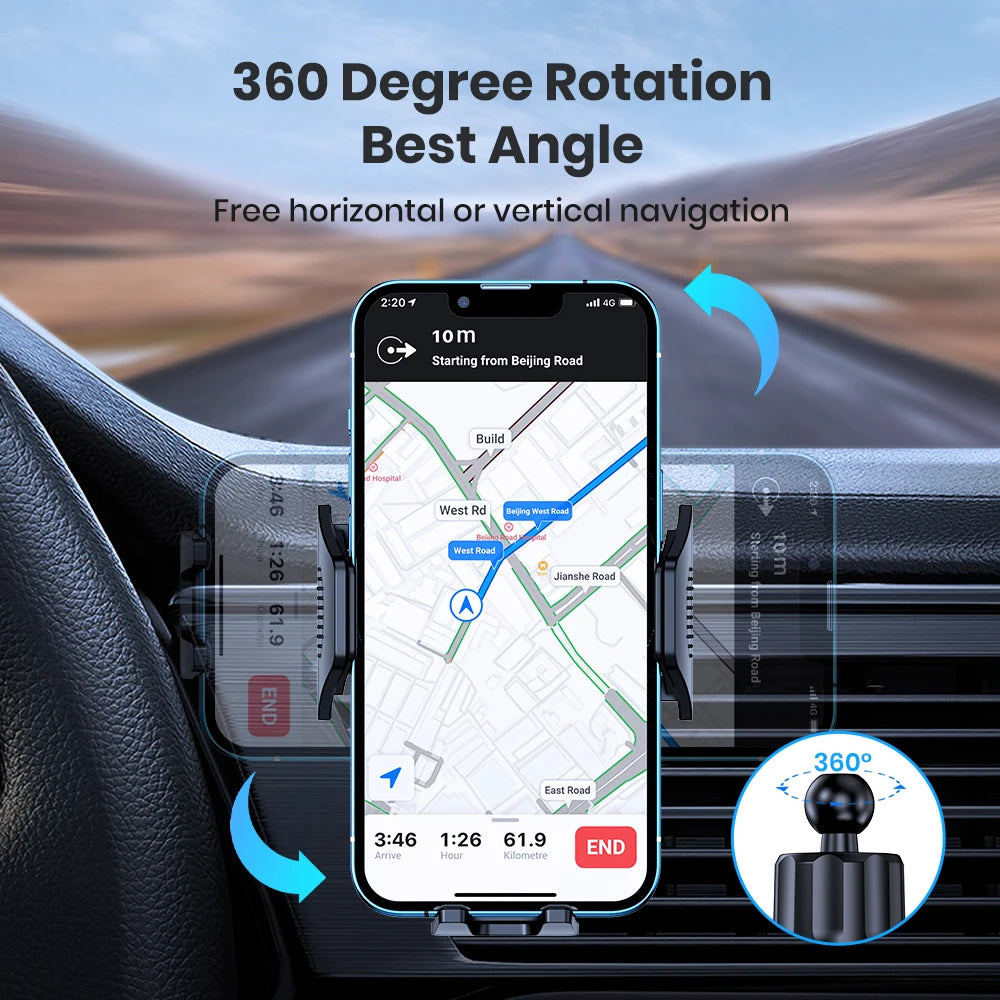 TOPK Car Phone Holder Mount Air Vent Upgrade Auto-Locking Hook Clip