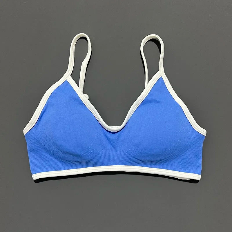 HISTELLO Sports Bra Women Sexy Knitted Underwear Contrastline Bra Top