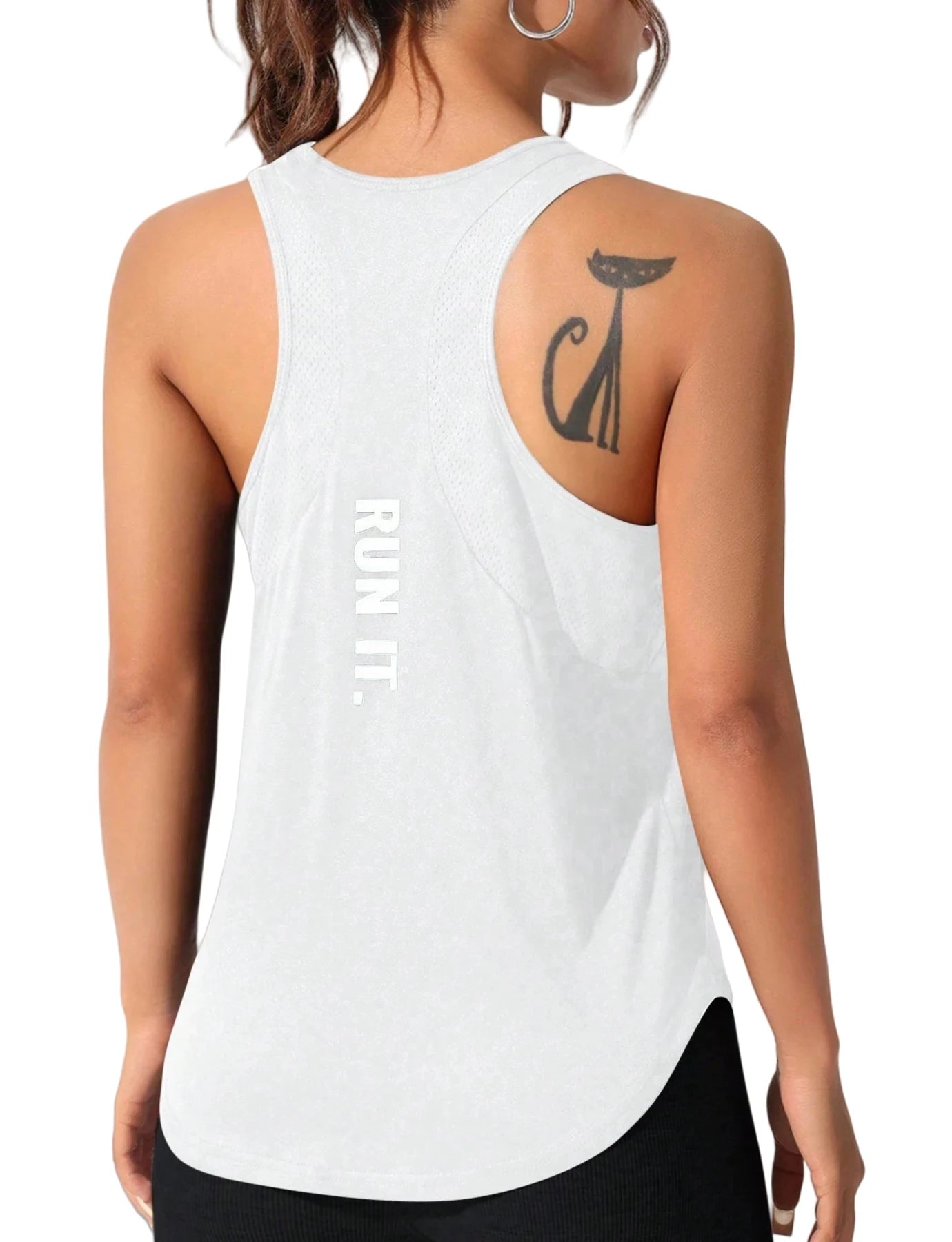 Women's stitched letters quick-drying sports vest, breathable net yoga