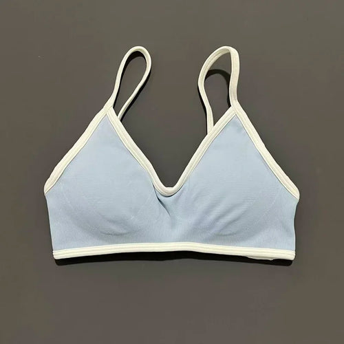 HISTELLO Sports Bra Women Sexy Knitted Underwear Contrastline Bra Top