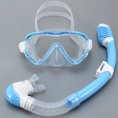 Kids Diving Mask Snorkel Set Swimming Goggles Tempered Glass Panoramic