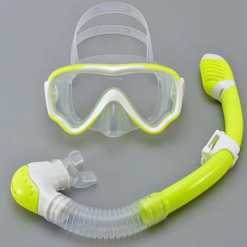 Kids Diving Mask Snorkel Set Swimming Goggles Tempered Glass Panoramic