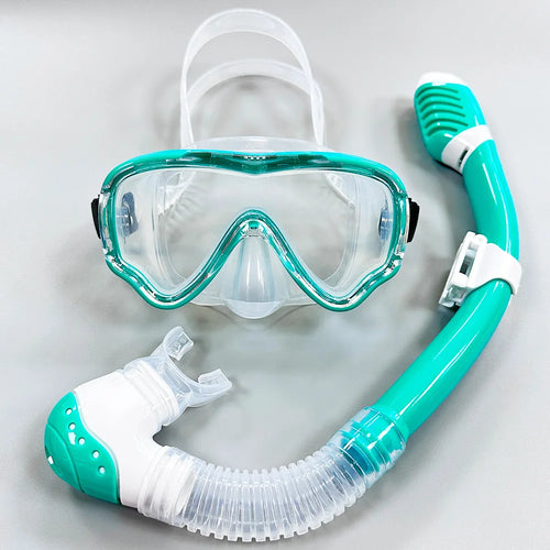 Kids Diving Mask Snorkel Set Swimming Goggles Tempered Glass Panoramic