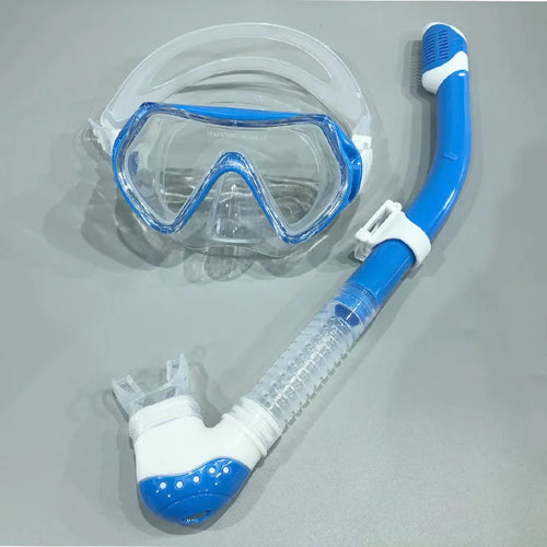 Kids Goggles Snorkel Set with Nose Cover Anti-Fog Diving Mask Swimming