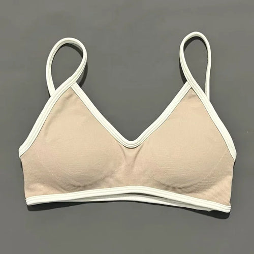 HISTELLO Sports Bra Women Sexy Knitted Underwear Contrastline Bra Top