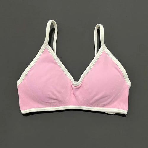 HISTELLO Sports Bra Women Sexy Knitted Underwear Contrastline Bra Top