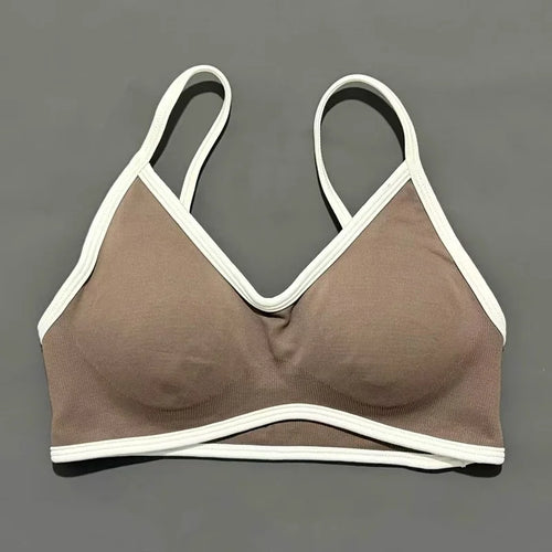 HISTELLO Sports Bra Women Sexy Knitted Underwear Contrastline Bra Top