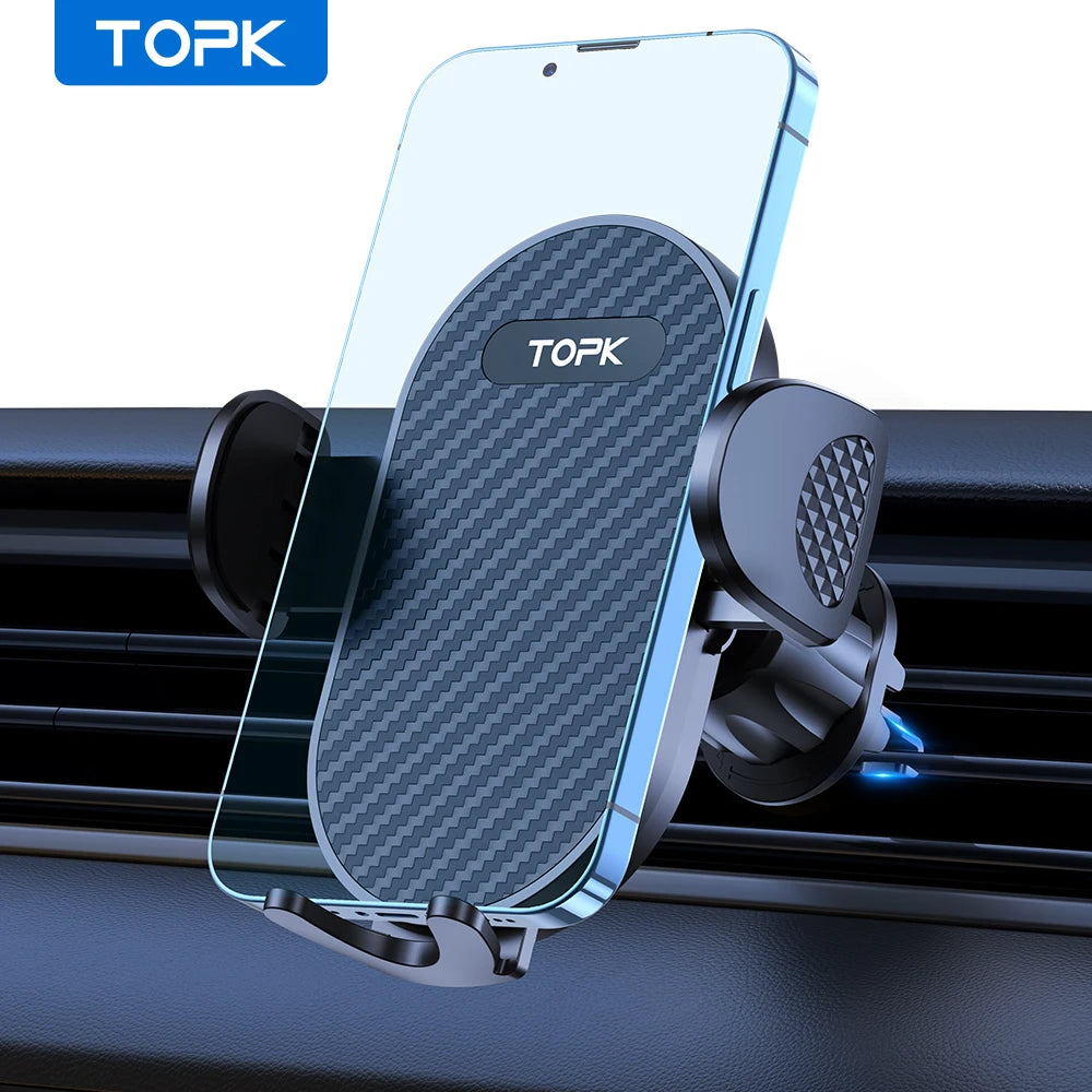 TOPK Car Phone Mount Holder Air Vent Upgraded Metal Hook Universal
