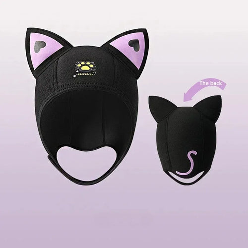 Cat Ears Diving Hood 3mm Neoprene Wetsuit Hood Cute Women Swim Cap for