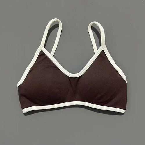 HISTELLO Sports Bra Women Sexy Knitted Underwear Contrastline Bra Top