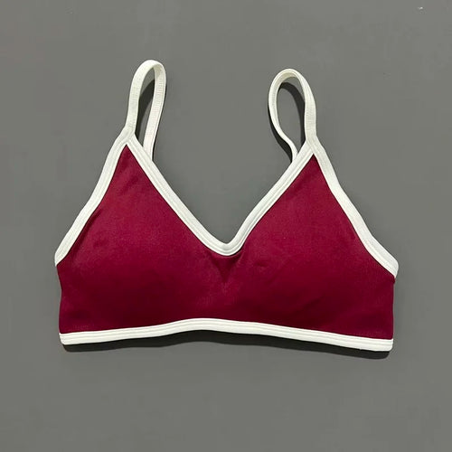 HISTELLO Sports Bra Women Sexy Knitted Underwear Contrastline Bra Top