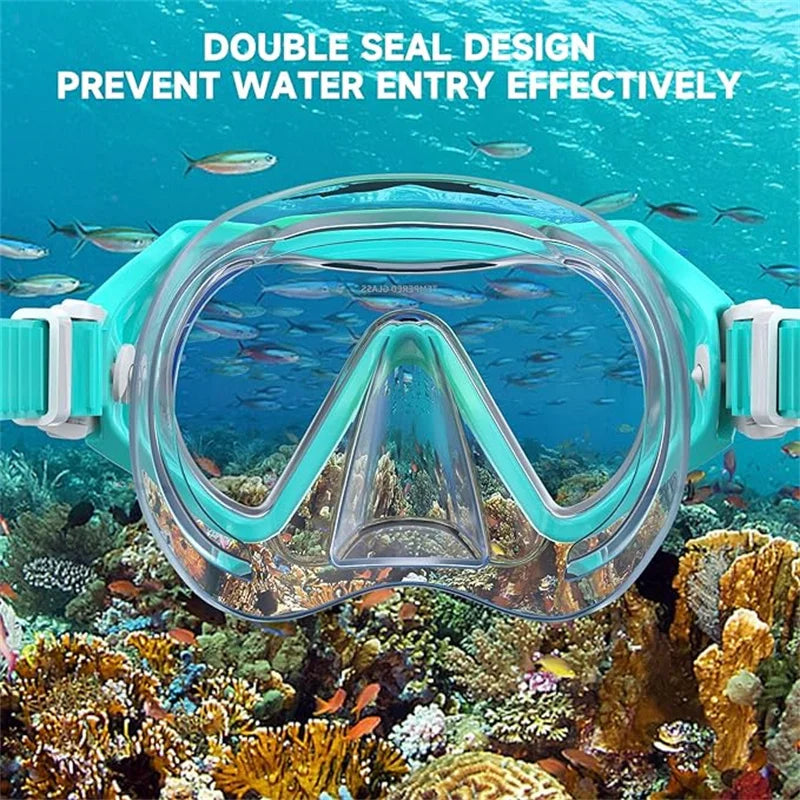 Kids Goggles Snorkel Set with Nose Cover Anti-Fog Diving Mask Swimming