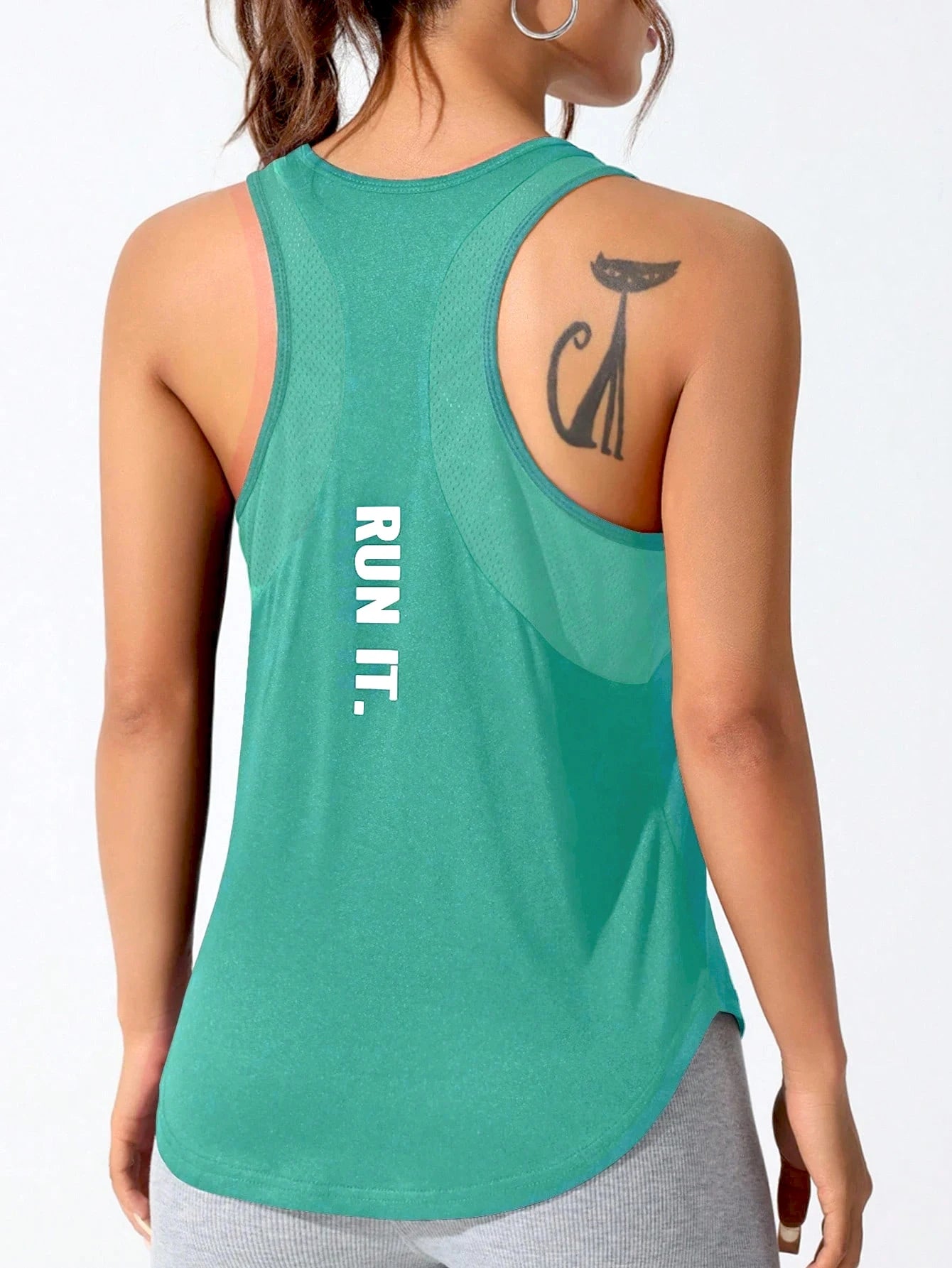 Women's stitched letters quick-drying sports vest, breathable net yoga