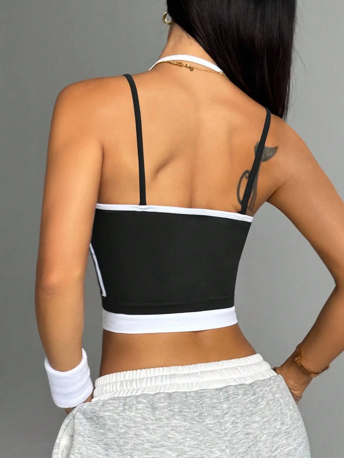 Color blocking non steel ring beautiful back sports vest for women's