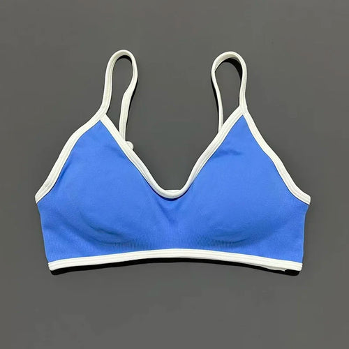 HISTELLO Sports Bra Women Sexy Knitted Underwear Contrastline Bra Top