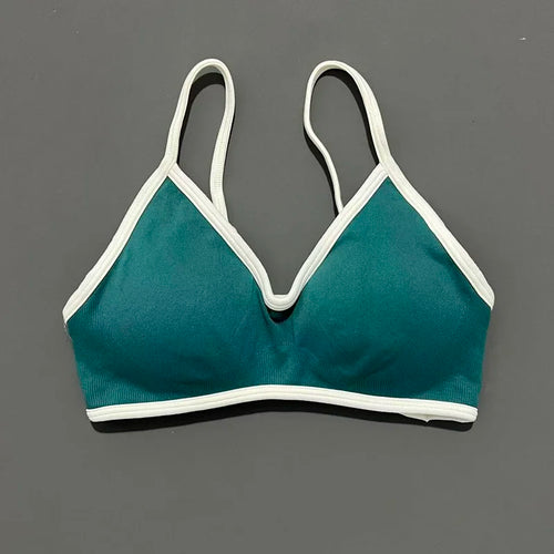 HISTELLO Sports Bra Women Sexy Knitted Underwear Contrastline Bra Top