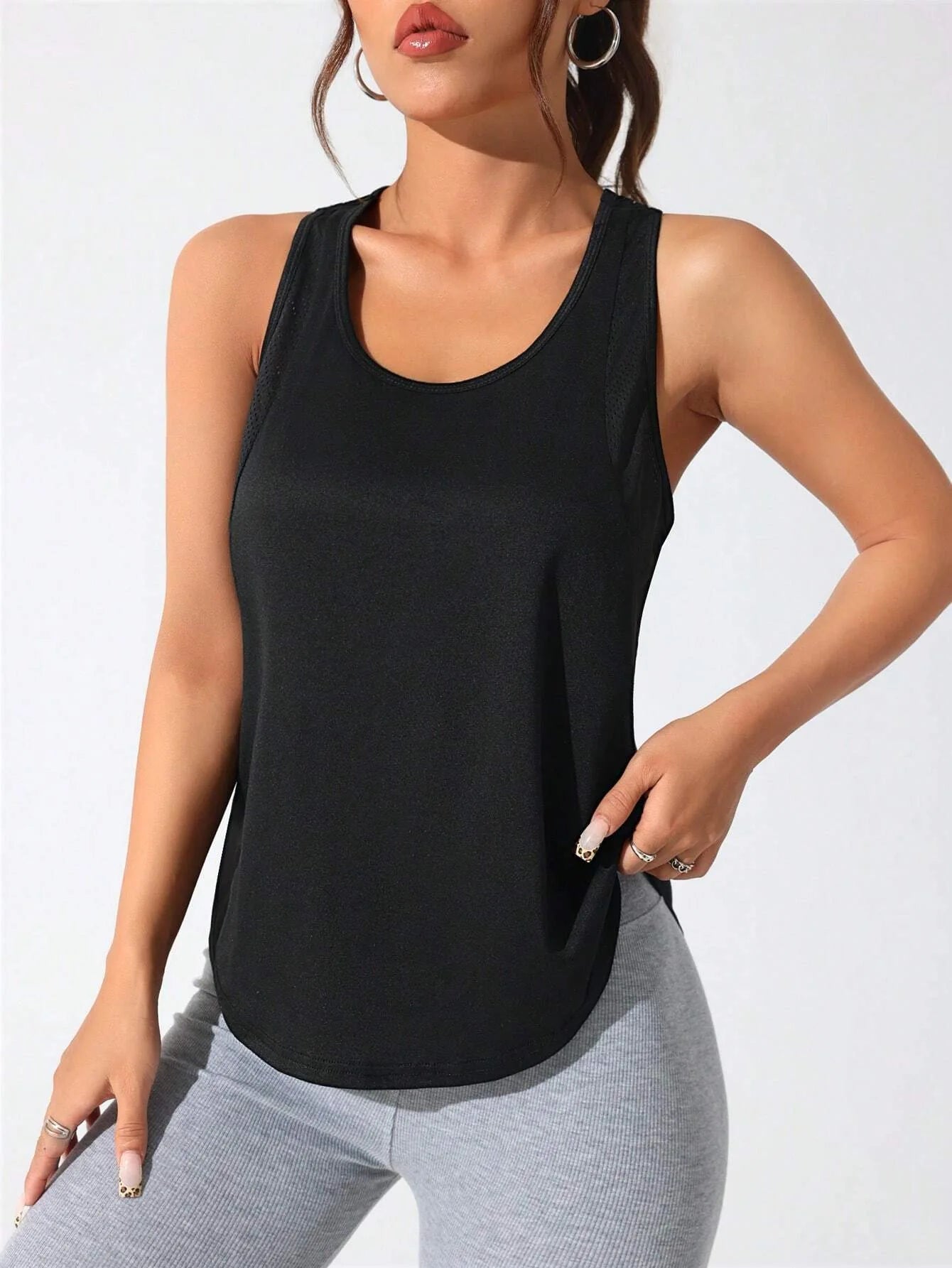 Women's stitched letters quick-drying sports vest, breathable net yoga