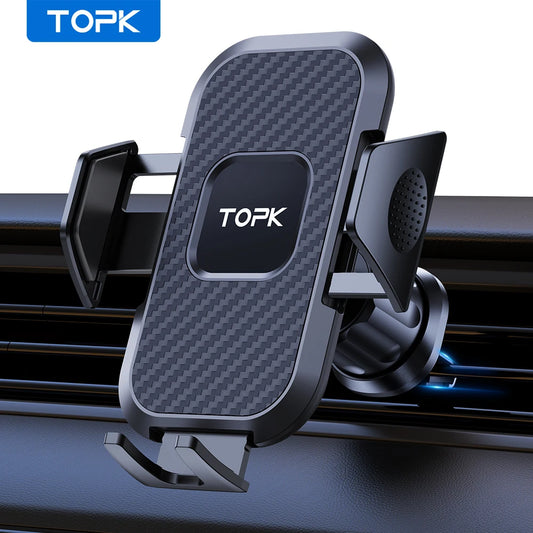 TOPK Car Phone Holder Mount Air Vent Upgrade Auto-Locking Hook Clip