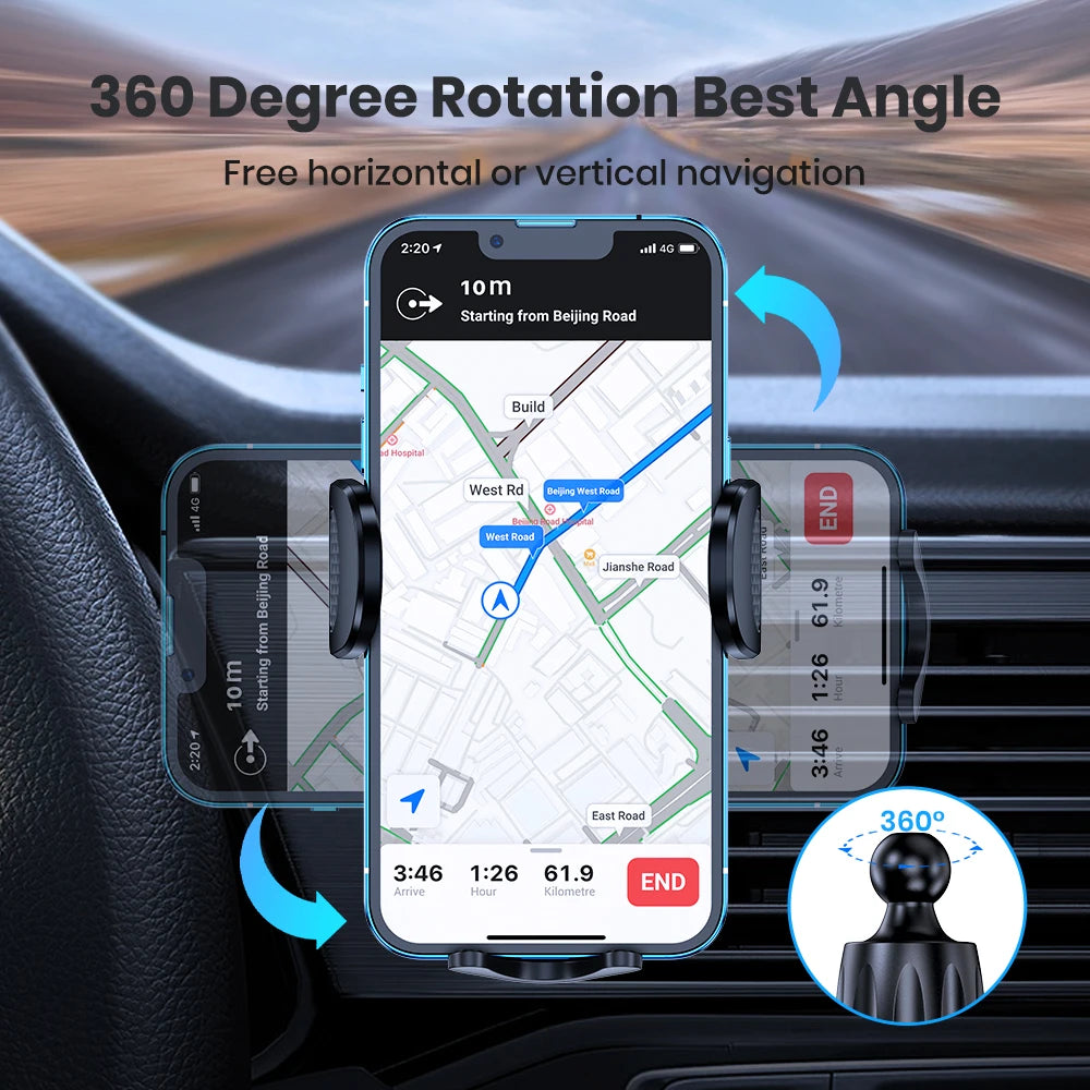TOPK Car Phone Mount Holder Air Vent Upgraded Metal Hook Universal