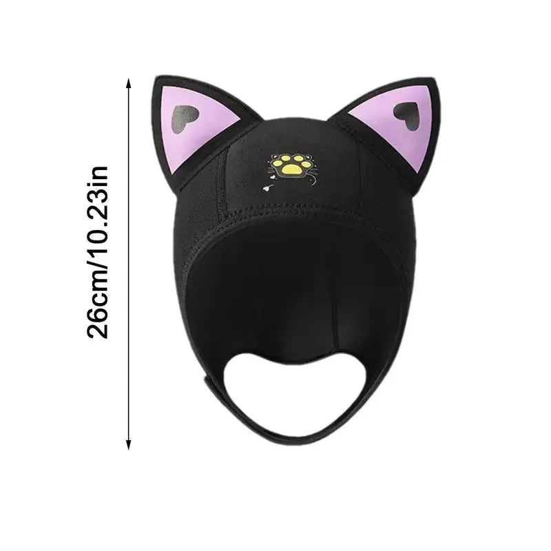 Cat Ears Diving Hood 3mm Neoprene Wetsuit Hood Cute Women Swim Cap for