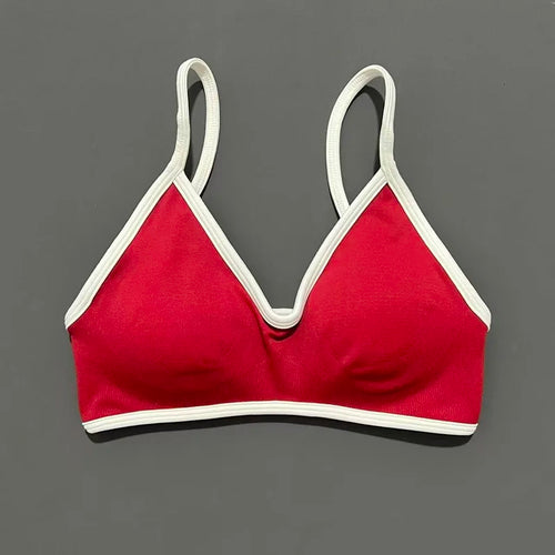 HISTELLO Sports Bra Women Sexy Knitted Underwear Contrastline Bra Top