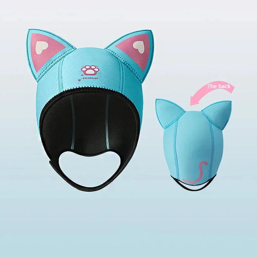 Cat Ears Diving Hood 3mm Neoprene Wetsuit Hood Cute Women Swim Cap for
